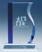 Thumbnail for 17.5cm Optical Crystal Blueline Wave Award